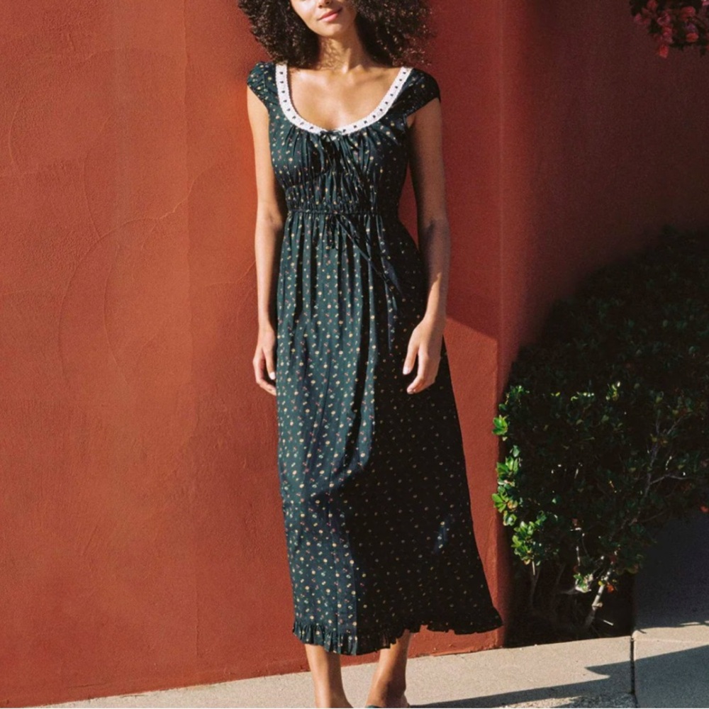 Christy Dawn Black Ruched Empire Waist Maxi Dress